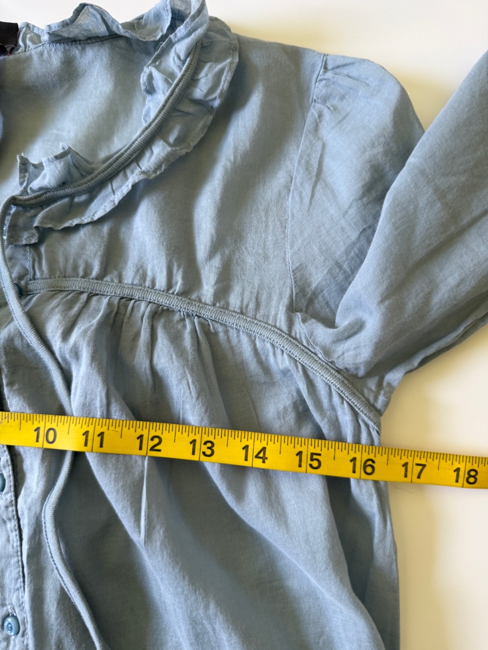 Cop.Copine Pale Blue Ruffle Button-Front Mini Dress s/m - Picture 14 of 16